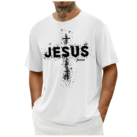 ZQUUVOU Men's T-Shirt Casual Short Sleeve Easter Printed Crew Neck Shirts (White,M)