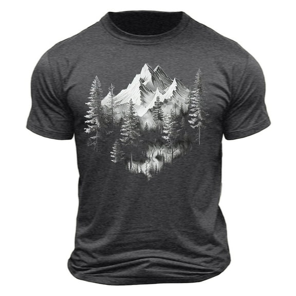 ZQUUVOU Men's T-Shirt Casual Short Sleeve Print Crew Neck Shirt (E-Gray,L)