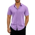 thumbnail image 1 of ZQUUVOU Men's T-Shirt Casual Solid Color V-Neck Sleeve Pullover Breathable Blouse (Purple,2XL), 1 of 6