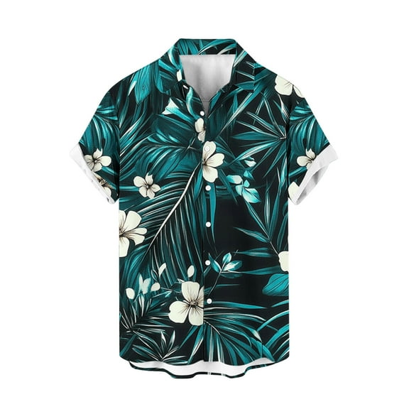 ZQUUVOU Men's T-Shirt Hawaiian Short Sleeve Vintage Cuba Beach Summer Button Shirt (G-Multicolor,M)