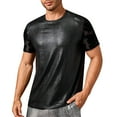 thumbnail image 1 of ZQUUVOU Men's T-Shirt Sequin Solid Color Crew Neck Short Sleeved Top (Black,2XL), 1 of 5