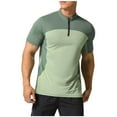 thumbnail image 1 of ZQUUVOU Men's T-Shirt Solid Color Zipper Casual Elastic Sports Short Sleeve Collar Top (Green,M), 1 of 5
