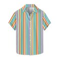 thumbnail image 1 of ZQUUVOU Men's T-Shirt Stripe Casual Short Sleeve Turndown Collar Button Shirt (B-Multicolor,3XL), 1 of 5