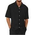 thumbnail image 1 of ZQUUVOU Men's T-Shirt Turn Down Collar Summer Casual Solid Color Short Sleeved Shirts (Black,L), 1 of 8