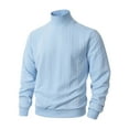 thumbnail image 1 of ZQUUVOU Men's Turtle Neck Jacquard Sweater Long Sleeve Cabled Knit Warm Casual Tops Winter Fashion Pullover Light Blue, 1 of 7