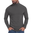 thumbnail image 1 of ZQUUVOU Men's Turtleneck Tops Long Sleeve Slim Stretchy Base Layer Shirts Lightweight Layering Fall Winter Pullover Dark Gray, 1 of 9