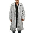 thumbnail image 1 of ZQUUVOU Men's Winter Fleece Coat Faux Fur Long Sleeve Open Front Ouerwear Lapel Trendy Warm Long Windproof Coat Gray A, 1 of 9