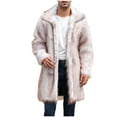 thumbnail image 1 of ZQUUVOU Men's Winter Fleece Coat Faux Fur Long Sleeve Open Front Ouerwear Lapel Trendy Warm Long Windproof Coat Pink, 1 of 5