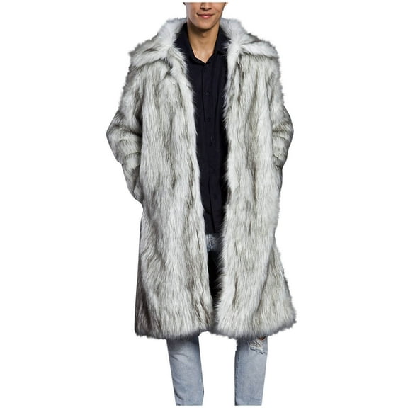 ZQUUVOU Men's Winter Fleece Jacket Long Sleeve Solid Color Turn Down Collar Coat (Silver,M)