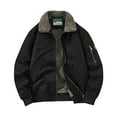 thumbnail image 1 of ZQUUVOU Men's Winter Fleece Jacket Thick Plush Zipper Collar Coat with Sherpa Lined Work Warm Cargo Jackets with Pockets Black C, 1 of 9