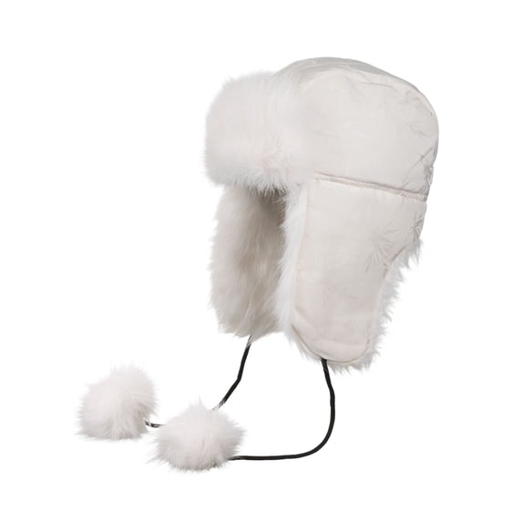 ZQUUVOU Men's Winter Hat Velvet Plush Fleece Lined Ear Protection Thick Warm Windproof Outdoor Hats with Pom Pom White