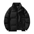thumbnail image 1 of ZQUUVOU Men's Winter Puffer Jacket Raglan Sleeve Zip Front Stand Collar Quilted Jacket with Pockets Casual Puffer Coat Black, 1 of 7
