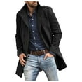 thumbnail image 1 of ZQUUVOU Men's Winter Wool Coats Gentleman Slim Fit Casual Single Breasted Mid-Length Thermal Business Coat Outwear Black, 1 of 6