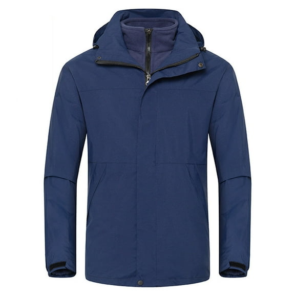 ZQUUVOU Men's and Women's 3 in 1 Ski Jacket Waterproof Windproof Winter Warm Snow Coat Hooded with Inner Fleece Navy B