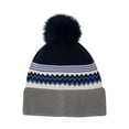 thumbnail image 1 of ZQUUVOU Men's and Women's Color Block Beanie with Faux Fur Pom Pom Large Sized Modern Winter Fashion Stretch Knitted Hat Blue, 1 of 5