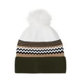 thumbnail image 1 of ZQUUVOU Men's and Women's Color Block Beanie with Faux Fur Pom Pom Large Sized Modern Winter Fashion Stretch Knitted Hat White, 1 of 5