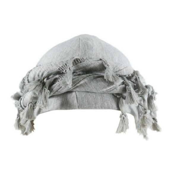 ZQUUVOU Men's and Women's Headwrap Satin Lined Fringe Edge Turban Twisted Vintage Brimless Towel Hat Gray