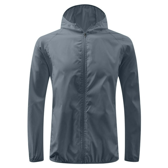ZQUUVOU Men's and Women's Windproof Jacket Outdoor Sports Quick Dry Windbreaker Coat Top Gray
