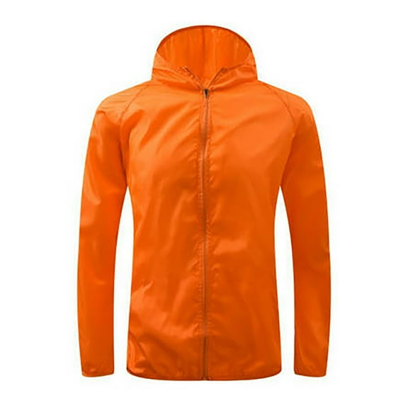 ZQUUVOU Men's and Women's Windproof Jacket Quick Dry Windbreaker Coat Outdoor Bicycle Sports Top Orange