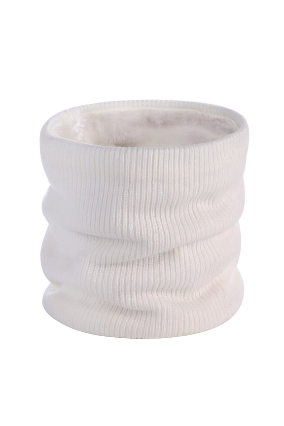 Men's and Women's Winter Neck Gaiters Double-Layer Warm Neck Cover and Thickened Knitted Neck Cover White