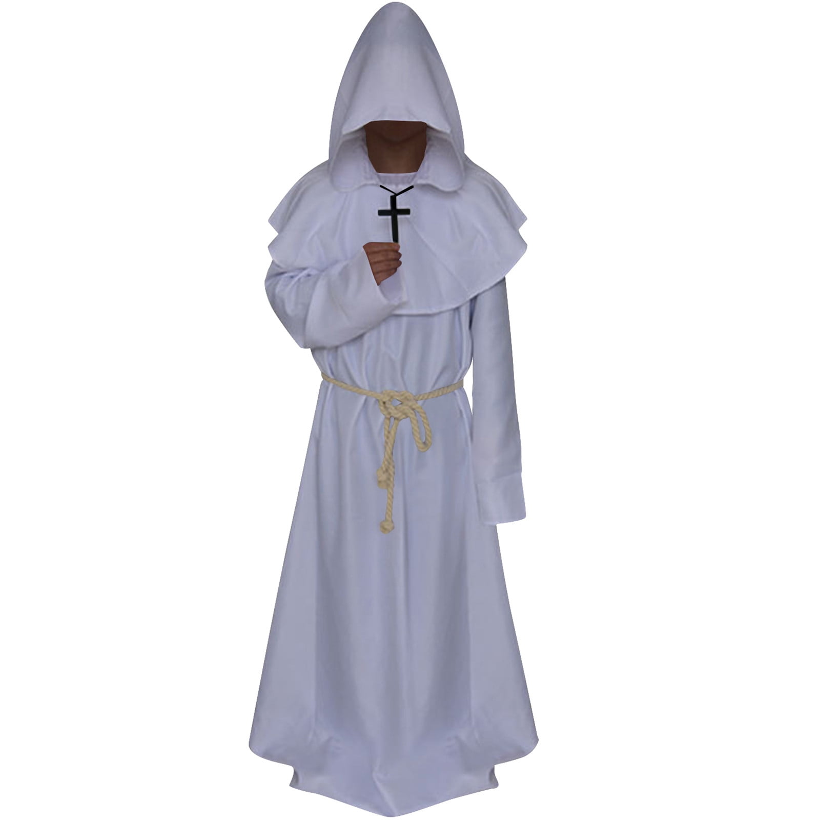 ZQUUVOU Men's Medieval Hooded Monk Renaissance Priest Robe Gentleman