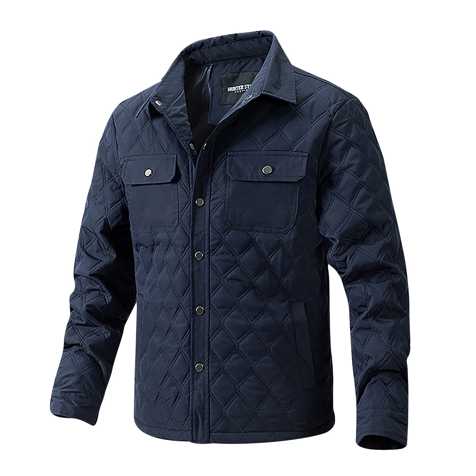 ZQUUVOU Mens Quilted Barn Jacket Male Winter Button Down Lightweight Warm Padded Coats Casual Trucker Jackets Outwear With Pocket Black