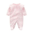 thumbnail image 1 of ZQUUVOU Newborn Infant Coming Home Outfits Snap Closure Cotton Clothes Bodysuit Long Sleeve Crewneck Footed Jumpsuit for Girls Pink, 1 of 8