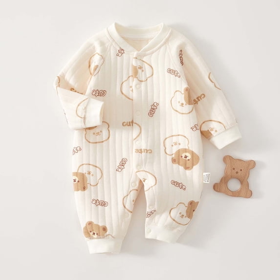 ZQUUVOU Newborn Infant Coming Home Outfits Snap Closure Long Sleeve Jumpsuits Supersoft Cotton Breathable Cozy Bodysuit White D