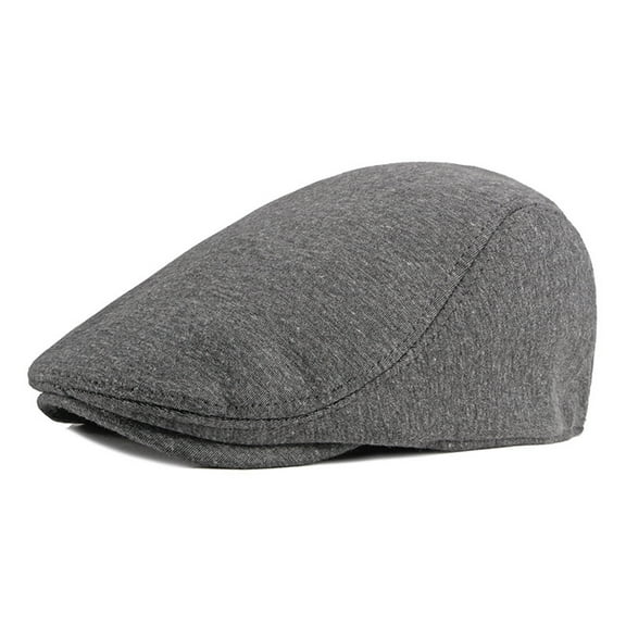 ZQUUVOU Newsboy Cap for Men Light Flat Cap Solid Knitted Flat Roof Front Hat Irish Beret Hat for Cabbie Driving Fishing Dark Gray