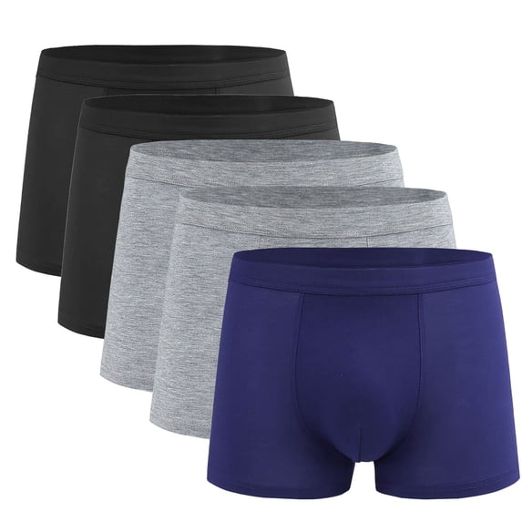 ZQUUVOU Plus Size Men's Boxer Briefs High Elasticity Underwear 5 Pack (Black,L)