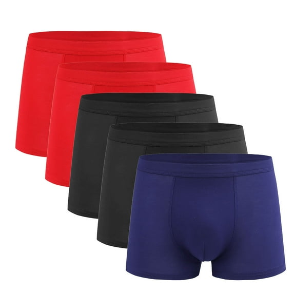 ZQUUVOU Plus Size Men's Boxer Briefs High Elasticity Underwear 5 Pack (Red,L)