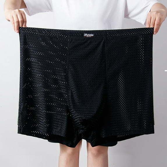 ZQUUVOU Plus Size Men's Boxer Briefs Mesh Breathable Loose Underwear (Black,5XL)