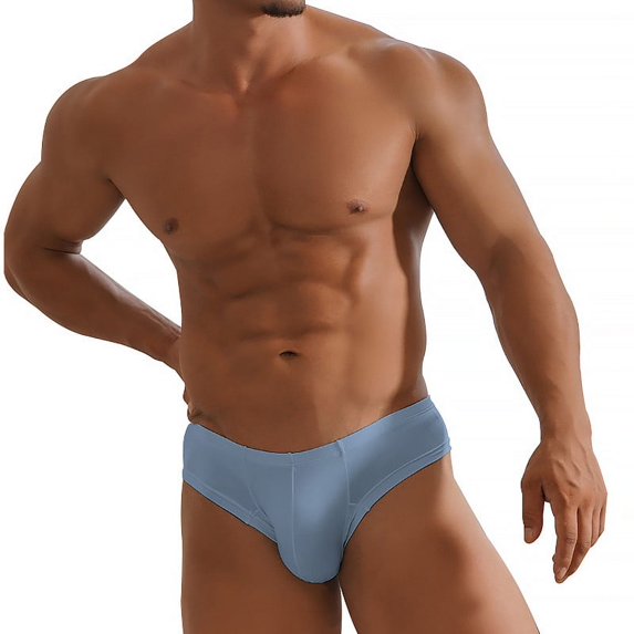 ZQUUVOU Plus Size Men's Boxer Briefs Solid Color Breathable Support Pouch (Blue,L)