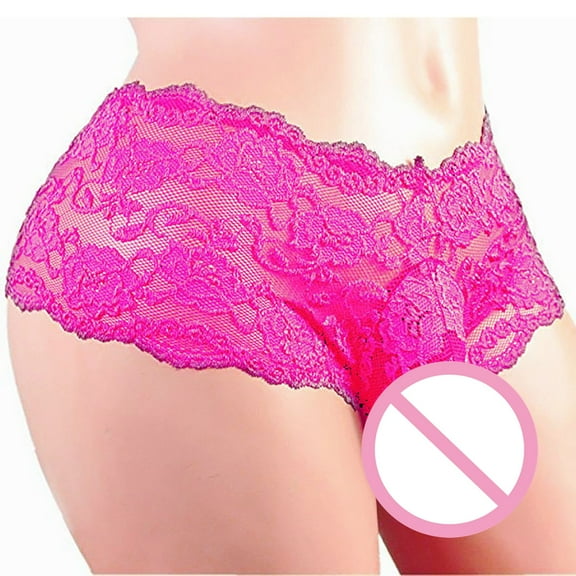 ZQUUVOU Plus Size Men's Briefs Cotton Solid Lace High Waist Underwear (Hot Pink,XL)