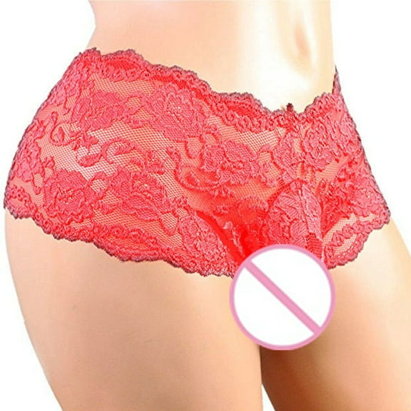 ZQUUVOU Plus Size Men's Briefs Cotton Solid Lace High Waist Underwear (Red,M)