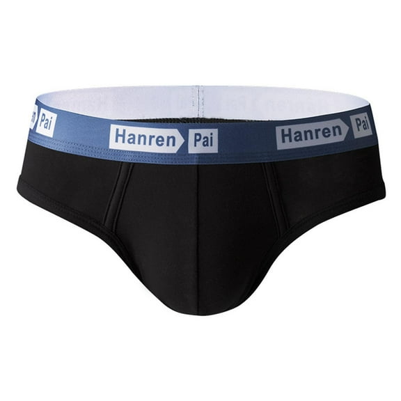 ZQUUVOU Plus Size Men's Briefs Mid-Rise Comfortable Breathable Underwear (Black,L)