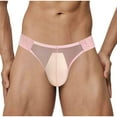 thumbnail image 1 of ZQUUVOU Plus Size Men's Briefs Solid Color Breathable Thread Mooning Thong Underwear (Pink,L), 1 of 3