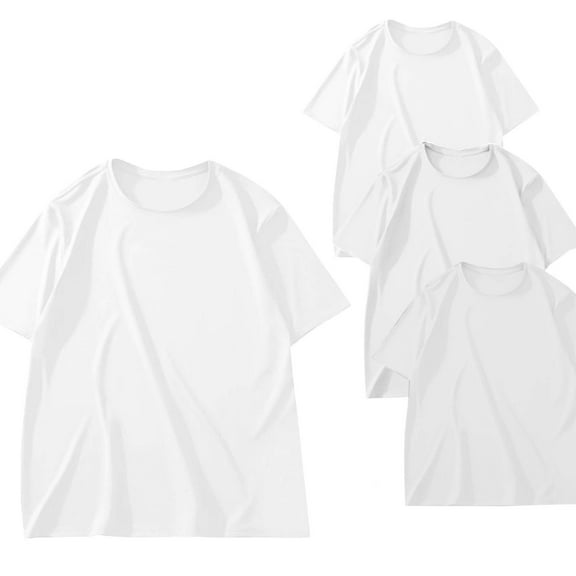 ZQUUVOU Plus Size Men's T-Shirt Casual Solid Color Half Sleeved Short Sleeved Crew Neck Blouse (White,3XL)