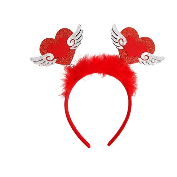 ZQUUVOU Red Heart Headband for Women Sequin Red Accessories Cute Valentine Birthday Wedding Party Hair Accessories Red I