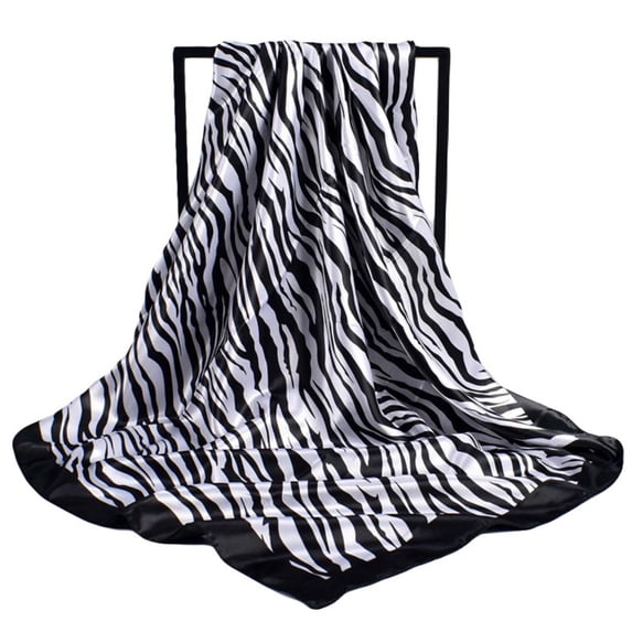 ZQUUVOU Satin Silk Square Scarf for Women Fashion Boho Floral Print Head Wrap Shawl Neck Scarf Hair Bandana Sleeping Wrap White
