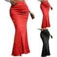 thumbnail image 1 of ZQUUVOU Sequin Bodycon Skirt for Women Elastic Waist Sparkly Midi Length Skirt Party Glitter Hem Casual Day To Night Red, 1 of 6