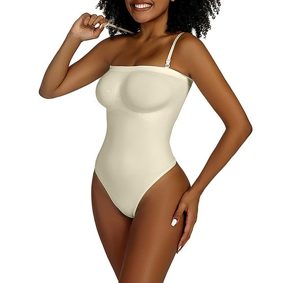 ZQUUVOU Shapewear Tummy Control for Women Seamless Bodysuit with Adjustable Straps Lightweight Body Shaper Suits White