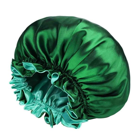ZQUUVOU Silk Sleeping Bonnets for Women Satin Bonnet Double Layer Sleep Hair Curly Natural Hair Solid Color Shower Cap Green