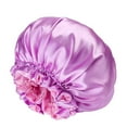 thumbnail image 1 of ZQUUVOU Silk Sleeping Bonnets for Women Satin Bonnet Double Layer Sleep Hair Curly Natural Hair Solid Color Shower Cap Pink, 1 of 4
