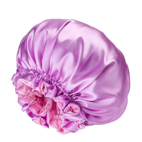 ZQUUVOU Silk Sleeping Bonnets for Women Satin Bonnet Double Layer Sleep Hair Curly Natural Hair Solid Color Shower Cap Pink