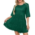 thumbnail image 1 of ZQUUVOU Sparkly Party Dress for Women Loose Short Sleeve Mini Shift Sequin Comfortable Cocktail Dress Banquet Green, 1 of 8