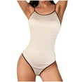 thumbnail image 1 of ZQUUVOU Sporty One Piece Swimsuit for Women High Waisted Athletic Spaghetti Strap Swimsuit High Cut Thong Swimwear Beige, 1 of 5
