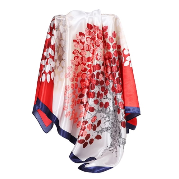 ZQUUVOU Square HeadScarf for Women Small Scarf Silk Scarf Literature Temperament Flowers Petals Neckerchief Hair Decorative Red