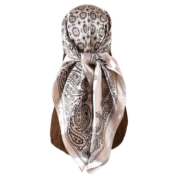 ZQUUVOU Square Satin Head Scarf for Women Silk Bandana Scarf Satin Hair Scarves Elegant Neck Scarf Hair Sleeping Wraps Coffee