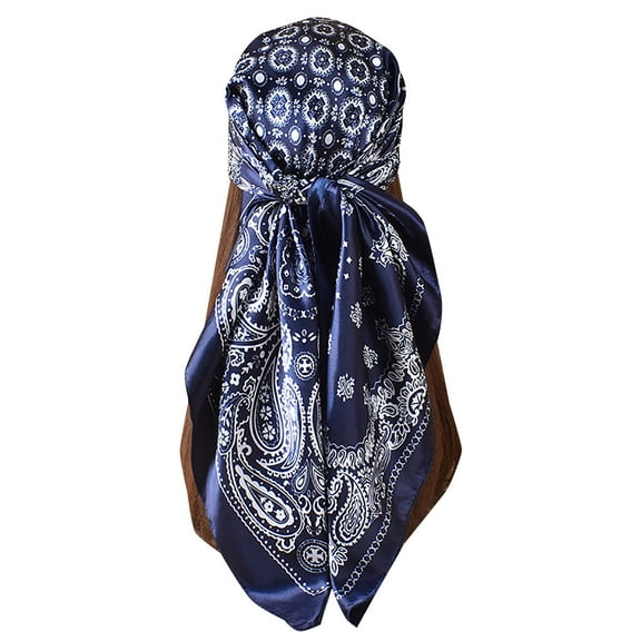 ZQUUVOU Square Satin Head Scarf for Women Silk Bandana Scarf Satin Hair Scarves Elegant Neck Scarf Hair Sleeping Wraps Navy